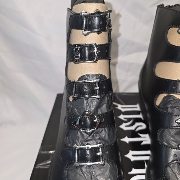 Disturbia Bridget Buckled Boots in Black, Women's Size 6, New in Box - Picture 3 of 11